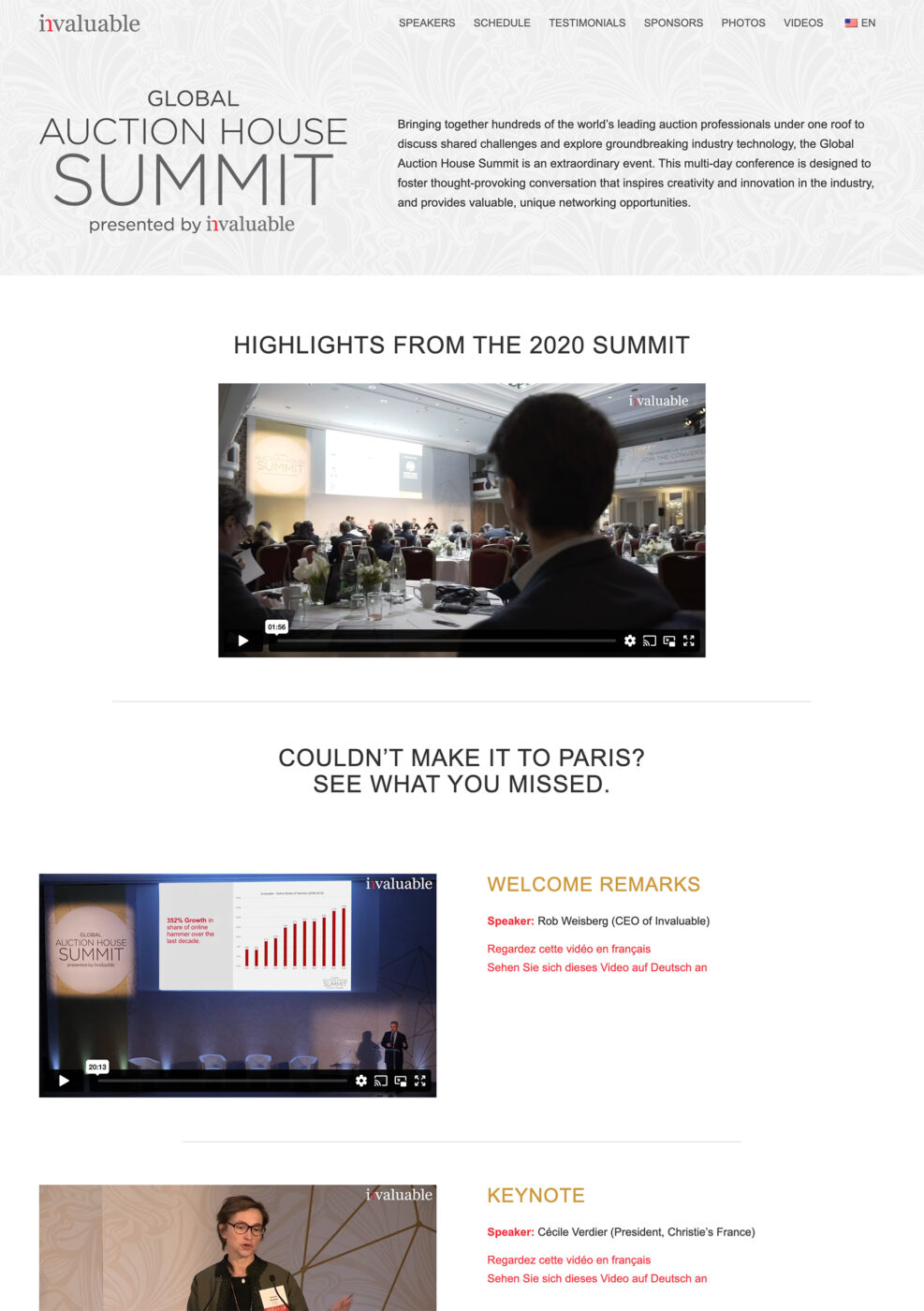 Global Auction House Summit Video Page