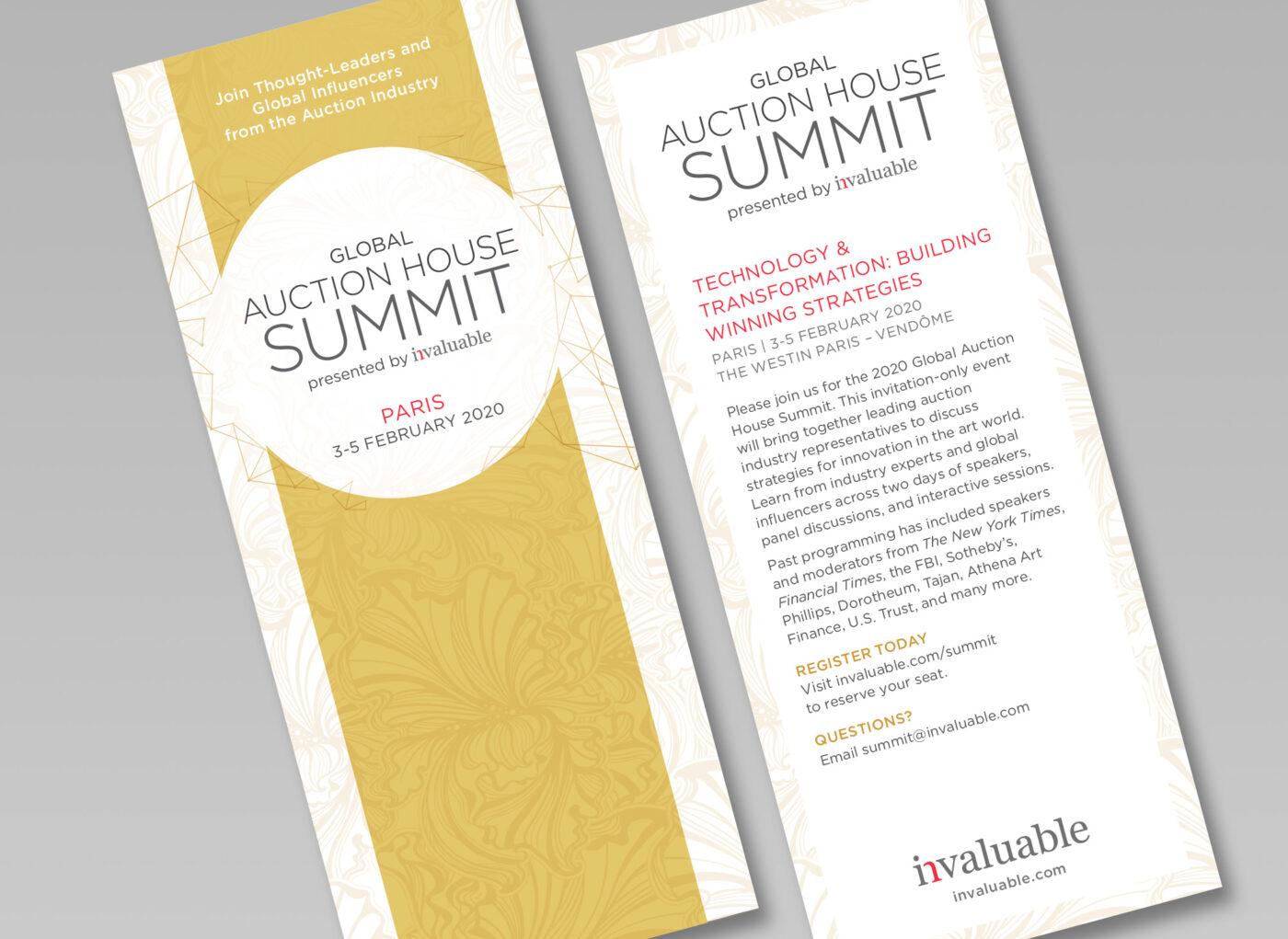 Global Auction House Summit printed invite