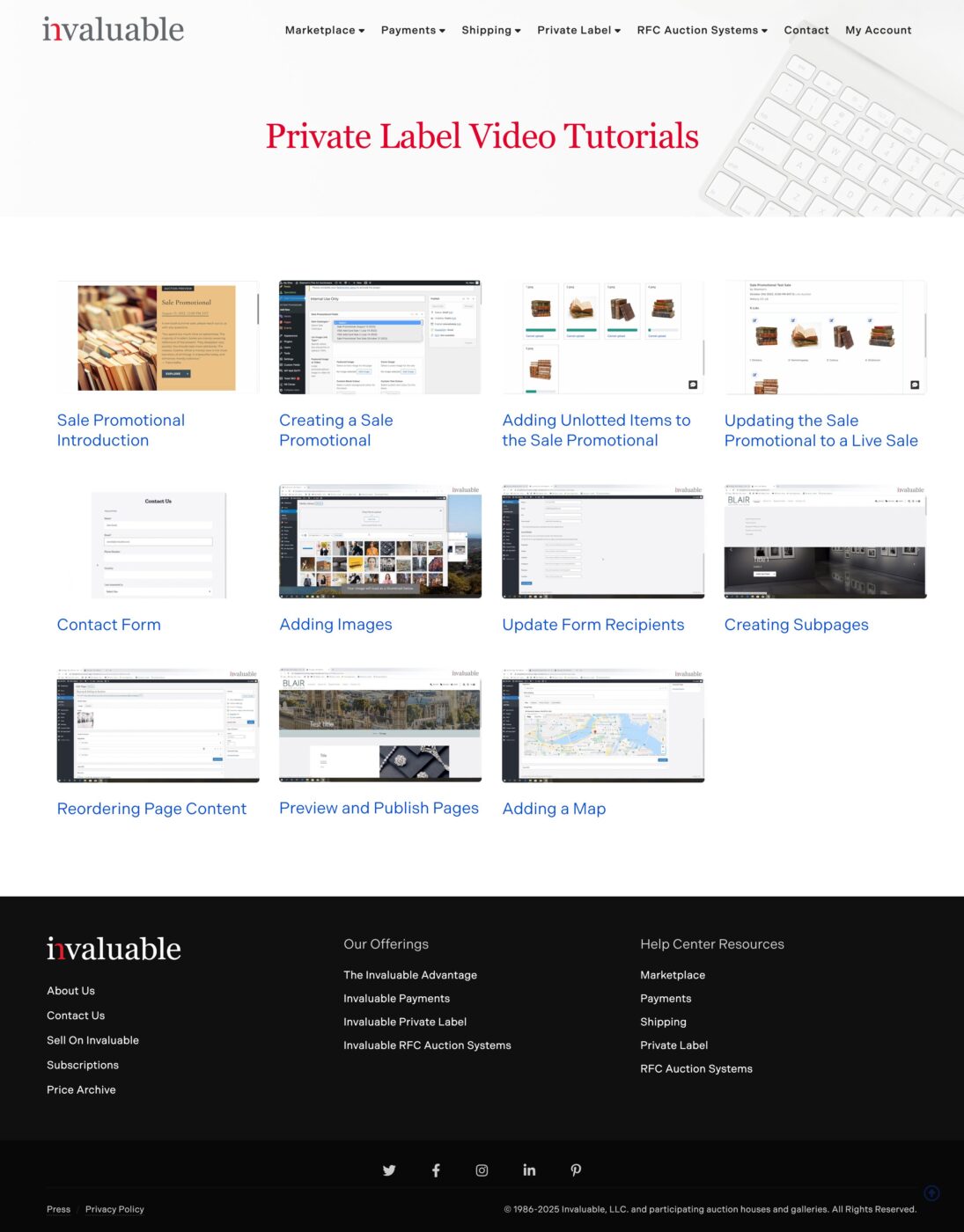 Webpage showing an videos.